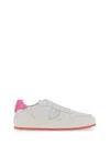 Philippe Model White Sneakers With Contrasting Pink Accents In White