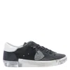 Philippe Model Round Toe Leather Low Top Sneakers In Black