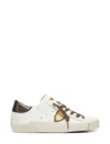 Philippe Model Low Top Leather Sneakers With Metallic Heel In White