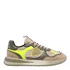 Philippe Model Olympique Sneakers In Leather And Fabric Color Military Green And Yellow In Beige