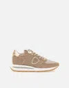 Philippe Model Sneaker In Breathable Technical Fabric And Suede In Beige