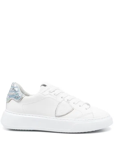 PHILIPPE MODEL PHILIPPE MODEL WHITE 'TEMPLE' SNEAKERS IN LEATHER WITH PAILLETTES