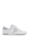 Philippe Model Prsx Leather Sneakers In Blanc Argent