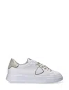 Philippe Model 'temple' Sneakers In White And Gold Leather In Blanc Or