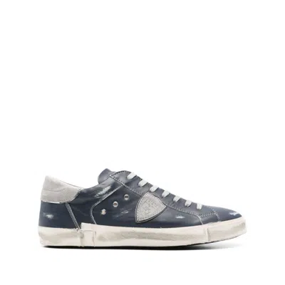 Philippe Model Prsx Leather Low-top Sneakers In Blue