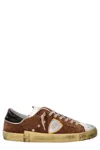 Philippe Model Corduroy Distressed Round Toe Rubber Sole Sneakers In Brown