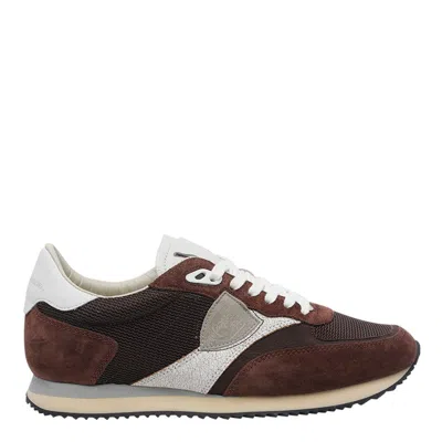 Philippe Model Blville Suede Patch Logo Sneakers In Brown