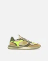 Philippe Model Olympique Sneakers In Leather And Fabric Color Military Green And Yellow In Green