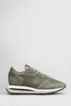 Philippe Model Tropez Haute Low Sneakers In Green Suede And Leather In Green