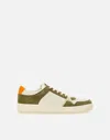 Philippe Model Multicolor Leather And Suede Sneakers In Green/whiye/orange