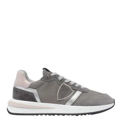 Philippe Model Low Top Leather And Suede Sneakers In Multi