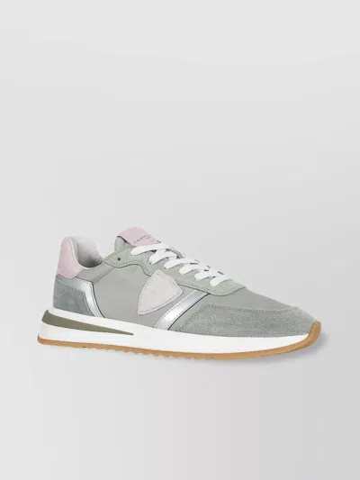 Philippe Model Sneakers Low Top Suede Accents In Gray