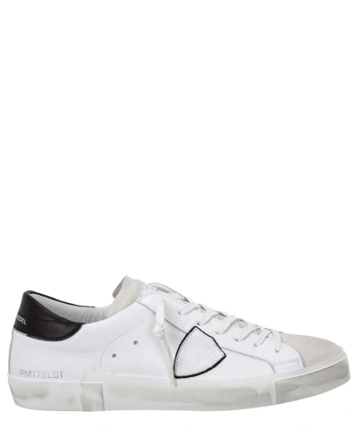 Pre-owned Philippe Model Sneakers Men Prsx Prlu-1011 Blanc - Noir Leather Logo Detail In White