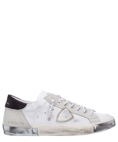 Pre-owned Philippe Model Sneakers Men Prsx Prlu-ma02 Blanc - Argent Logo Detail Suede In White