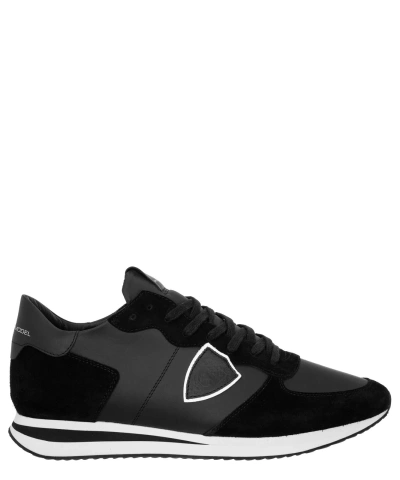 Pre-owned Philippe Model Sneakers Men Trpx Tzlu-6004 Noir Black Logo Detail Suede Shoes