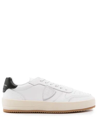 Philippe Model Sneakers Nice In White And Black Calf Leather