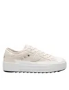 Philippe Model Low Top Leather Platform Sneakers In White