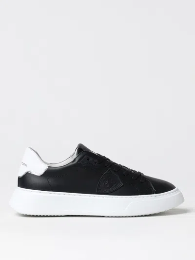 Philippe Model Temple Veau Sneakers In Calfskin Leather In Schwarz