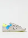 Philippe Model Sneakers Prsx In Fabric And Leather Color White And Fluorescent Yellow In Gray