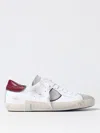 Philippe Model Prsx Low Leather Sneakers White And Burgundy In Weiss