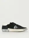Philippe Model Round Toe Leather Low Top Sneakers In Black