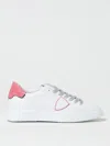 Philippe Model Low Top Leather Sneakers With Contrast Heel Tab In White