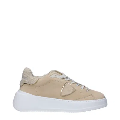 Philippe Model Sneakers Temple Womens Suede Beige In Gold