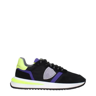 Philippe Model Sneakers Tropez 2.1 Woman Fabric Black/fluo Yellow In Blue