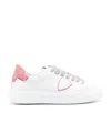 Philippe Model Low Top Leather Sneakers With Contrast Heel Tab In White