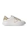 Philippe Model 'temple' Sneakers In White And Gold Leather In White