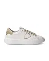 Philippe Model 'temple' Sneakers In White And Gold Leather In White