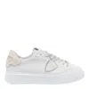 Philippe Model Low Top Leather Platform Sneakers In Beige