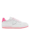 Philippe Model White Sneakers With Contrasting Pink Accents In White