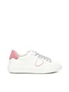 Philippe Model Low Top Leather Sneakers With Contrast Heel Tab In White