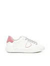 Philippe Model Low Top Leather Sneakers With Contrast Heel Tab In White
