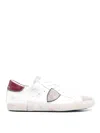 Philippe Model Prsx Low Leather Sneakers White And Burgundy In White