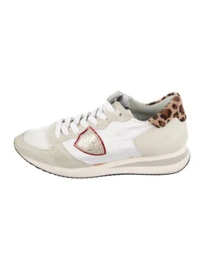 Pre-owned Philippe Model Suede Animal Print Athletic Sneakers In Neutrals