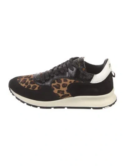 Pre-owned Philippe Model Suede Animal Print Sneakers In Black