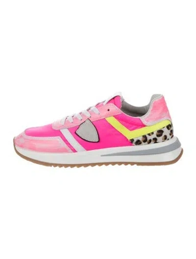Pre-owned Philippe Model Suede Animal Print Sneakers In Pink