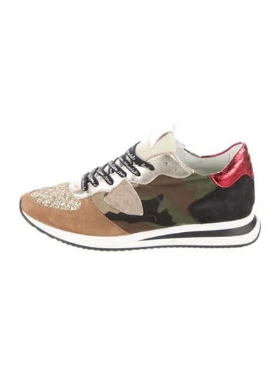 Pre-owned Philippe Model Suede Camouflage Print Athletic Sneakers In Neutrals