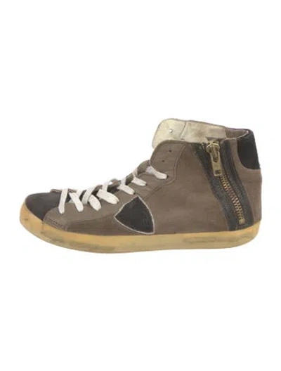 Pre-owned Philippe Model Suede Colorblock Pattern Sneakers In Multi