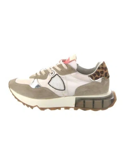 Pre-owned Philippe Model Suede Colorblock Pattern Sneakers In Neutral