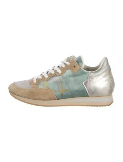 Pre-owned Philippe Model Suede Graphic Print Athletic Sneakers In Neutrals