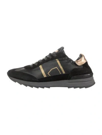 Pre-owned Philippe Model Suede Graphic Print Sneakers In Black/white