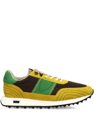 Philippe Model Suede-panel Mesh Sneakers In Yellow