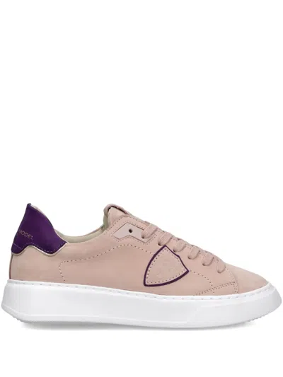 Philippe Model Suede-panelled Lace-up Sneakers In Pink