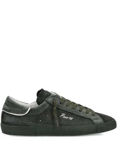 Philippe Model Suede-panelled Low-top Sneakers In Green