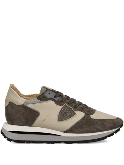 Philippe Model Suede-panelled Running Sneakers In Neutral