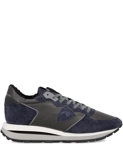 Philippe Model Suede-panelled Sneakers In Blue