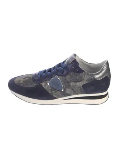 Pre-owned Philippe Model Suede Printed Athletic Sneakers In Blue